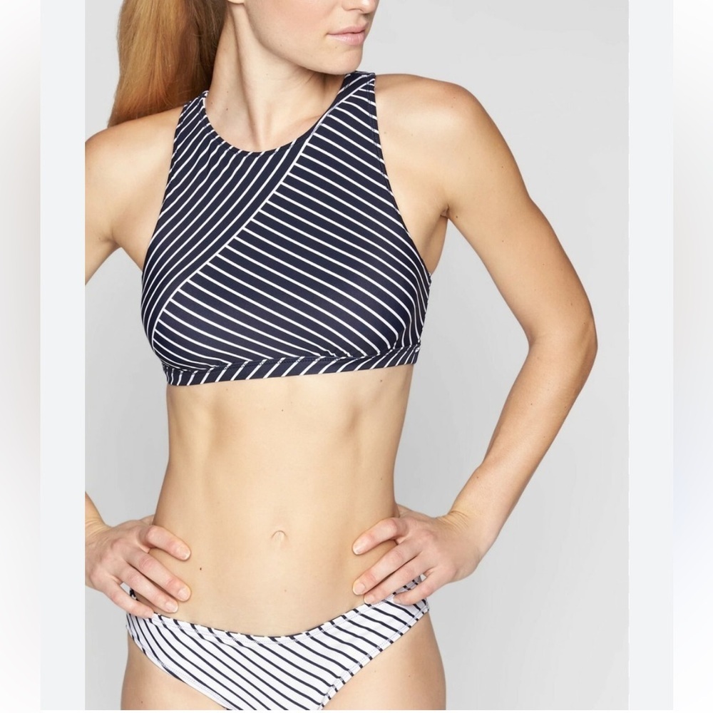Athleta NWT Reversible Offshore Navy and White Striped Active Vacation Bikini